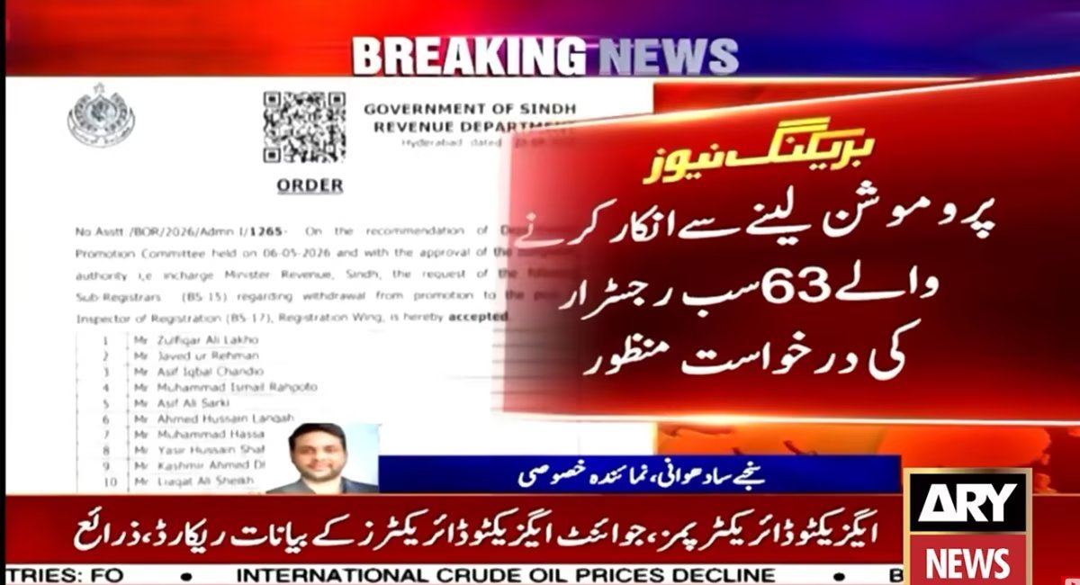 63 Sindh BS-15 sub-registrars turn down promotion to grade 17