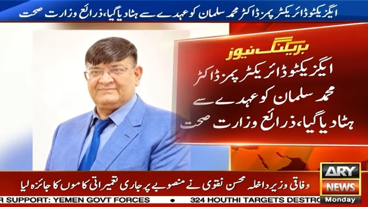 Dr Muhammad Salman removed as PIMS executive director